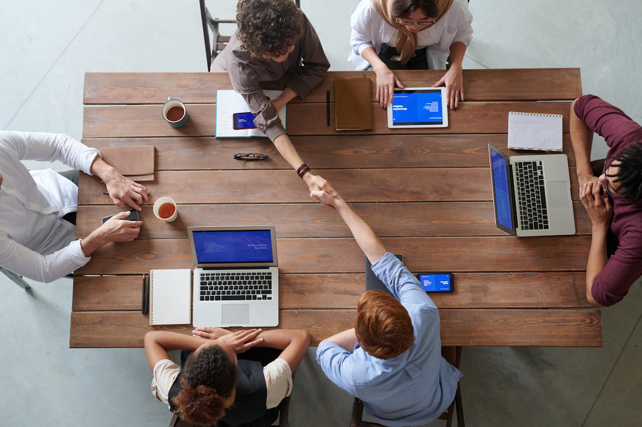 Business professionals reviewing documents
